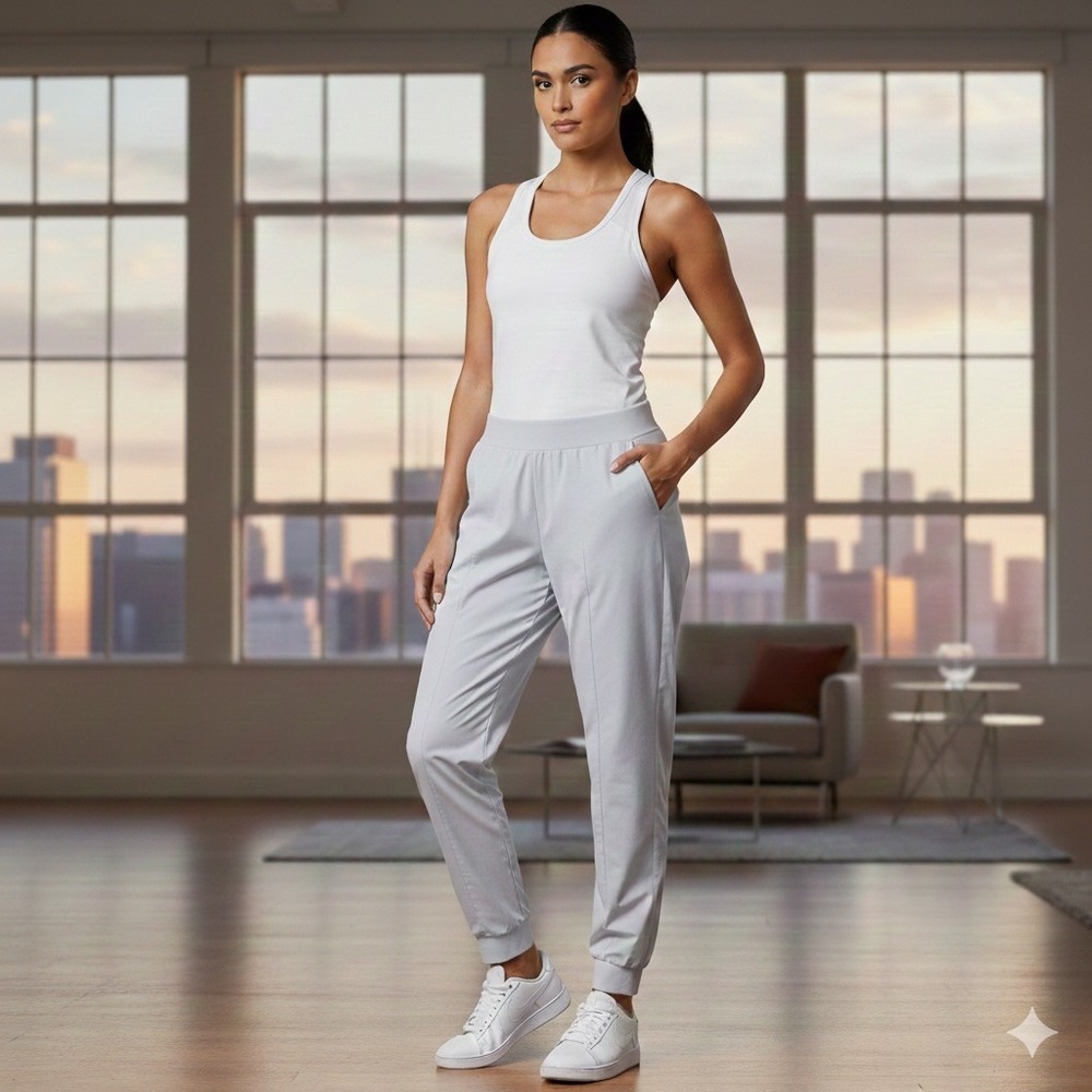 Nike Womens Light Blue Joggers siDri-FIT Athletic Track Pants Ribbed Panel‎ 6